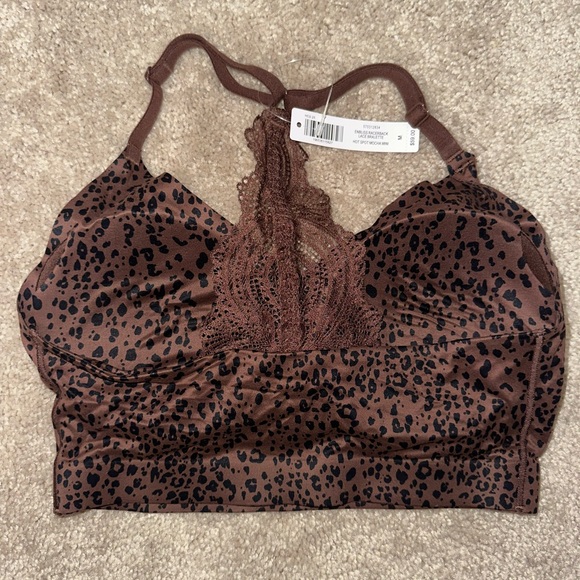 NWT, Soma Brown Leopard Print Bralette Lace Back - Picture 2 of 2